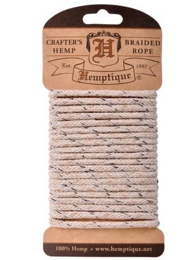 Crafter’s Hemp Braided 4 mm Rope By Hemptique Natural With Silver Gold 9.8 ft